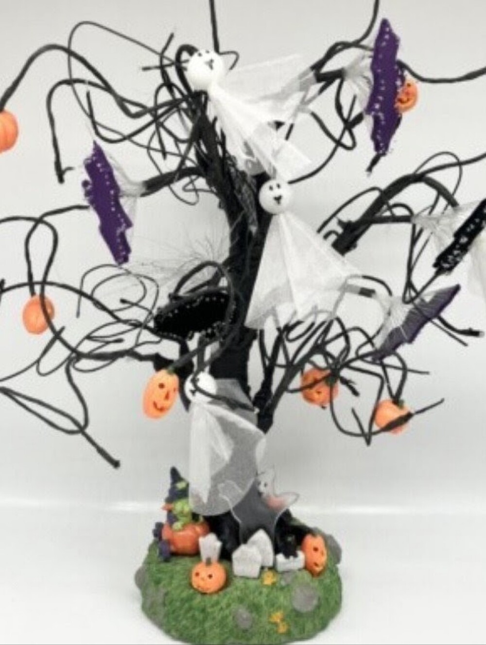 Vintage Avon Glowing Fiber Optic Tree Halloween Decor Bats Ghosts Pumpkins Works